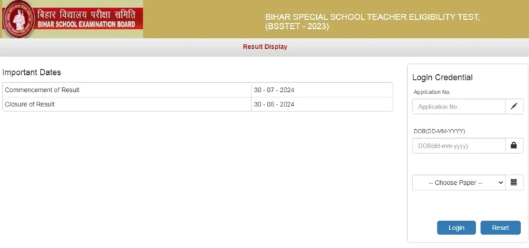 BSSTET Result 2024 Out, Score Card and Result Link