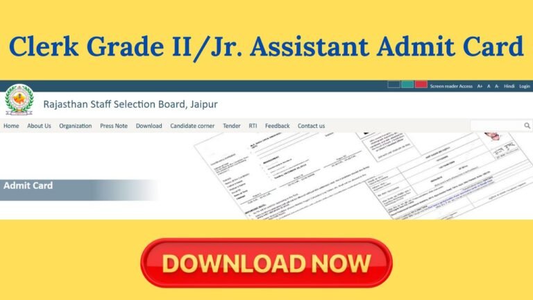 RSMSSB Clerk Admit Card 2024, Jr. Assistant Exam Date & Paper Scheme