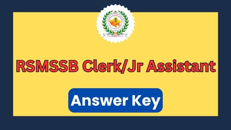 RSMSSB Clerk Answer Key 2024, Response Sheet and Question Paper