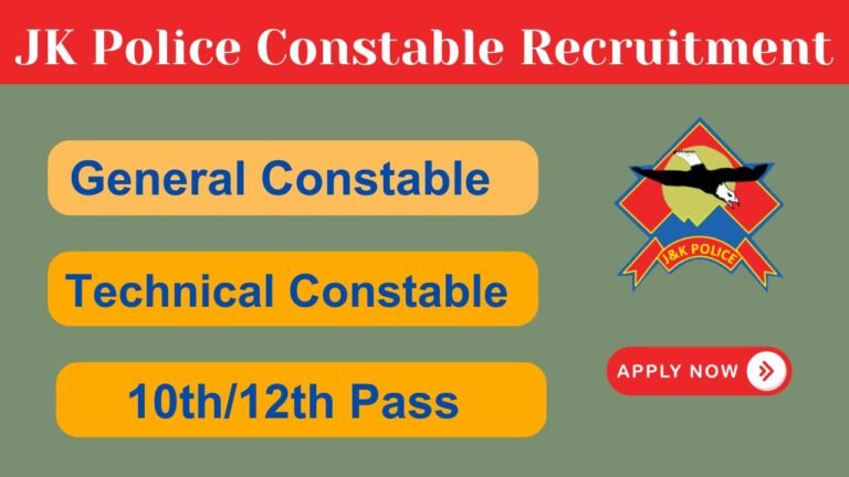 JK Police Constable Recruitment 2024, 4002 Vacancies Last Date to Apply 29 August