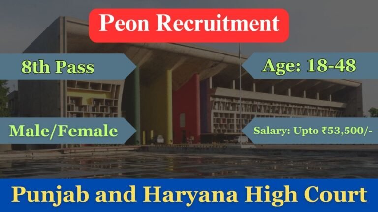 Punjab and Haryana High Court Peon Recruitment 2024, 300 Vacancies, Apply Online