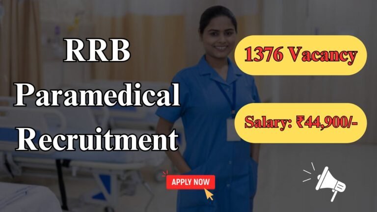 RRB Paramedical Recruitment 2024, 1376 Vacancy, Apply Online, Eligiblity Criteria